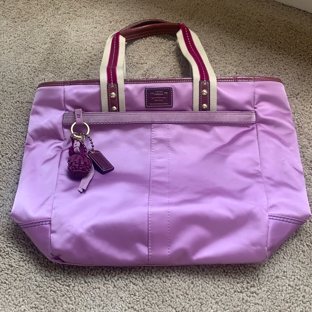 Coach purple tote bag.